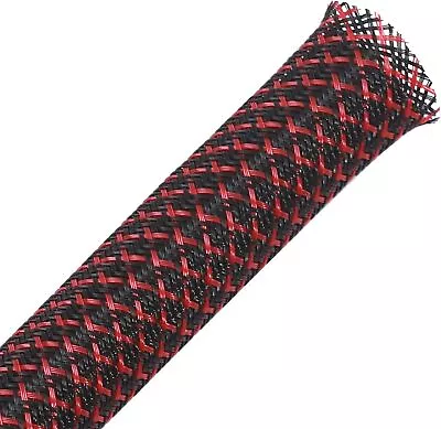 25ft - 1/2 Inch PET Expandable Braided Sleeving – Blackred – Alex Tech • $14.09