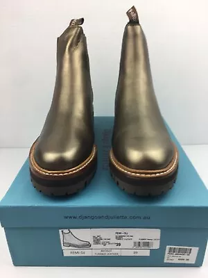 DJANGO & JULIETTE - Bronze Tumble Leather Boot - Size 39 - BNIB - RRP $259.95 • $99.95