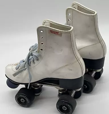 Roller Derby 4 Wheel Roller Skates Women's Size 6 High Top White Vintage • $19.19