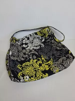 Vera Bradley Baroque Shoulder Tote Bag Black Gray Yellow White Print • $10.84