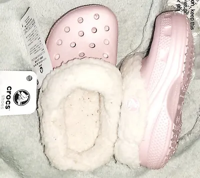 Crocs Baby Girls Mammoth Vintage Pink Furry 8 9 Nwt Infants Kids Shoes Wooly • $24