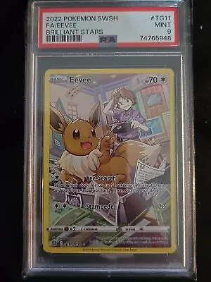 Brilliant Stars FA Eevee SWSH TG11/TG30 PSA 9 MINT Pokemon Card Graded 9 • £16.95