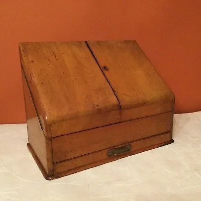Antique 1800’s English Wood Travel Writing Lap Desk & Document Box Vintage • $845