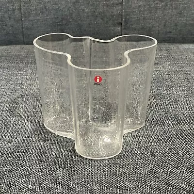 Iittala Finland Clear Glass Signed Alvar Aalto Savoy Vase 5  MCM • $70