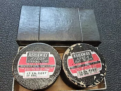 2 Attached Wood Coils Ashaway Nylon Casting Line 15lb 50yd + Cardboard Box • $9.99