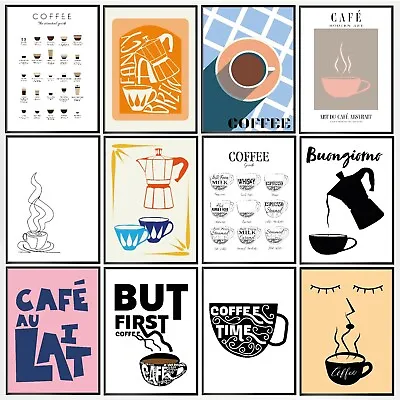 Coffee Print Cafe Poster Abstract Coffee Types Kitchen Home Décor Wall Art A4 A3 • £4.50