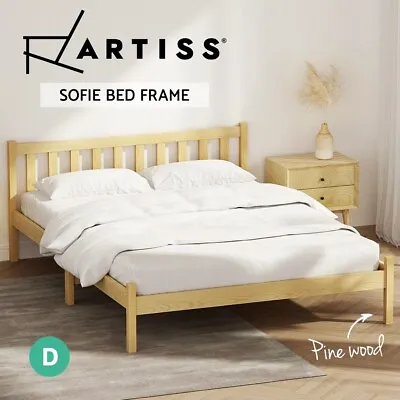 $149.95 • Buy Artiss Bed Frame Wooden Double Size Bed Base Pine Timber Mattress Foundation Oak