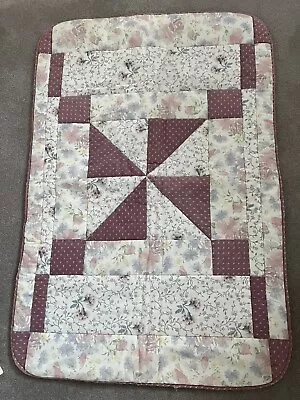 Vintage Patchwork Handmade Cot Quilt Laura Ashley Material 105 X 72 Cm • £9.99