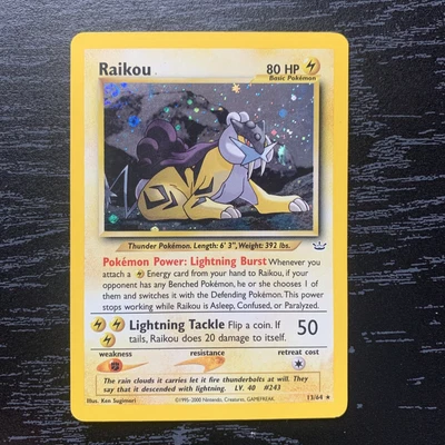 $20.50 • Buy Raikou 13/64 Holo Rare Pokemon Card Neo Revelation Unlimited - Lightly Played