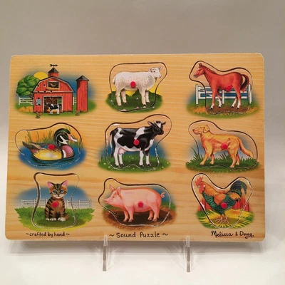 $10 • Buy Melissa & Doug Farm Sound Puzzle - Wooden Peg Puzzle With Sound Effects (8 Pcs)