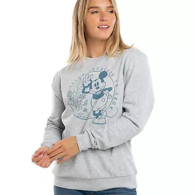 Official Disney Ladies  Mickey Mouse Grow Sweatshirt Grey  S - XL • £14.99