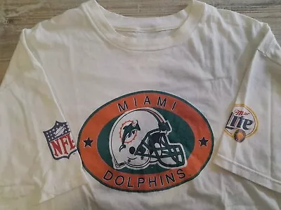 True VINTAGE MILLER LITE BEER FOOTBALL T SHIRT XXL Miami Dolphins NFL 90's • $13.99