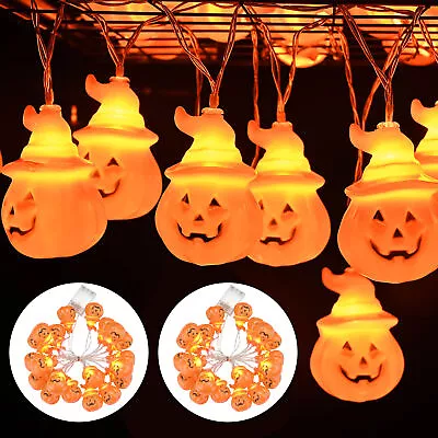 Halloween 40x LED Pumpkin String Lights Lantern Lamp Indoor Outdoor Party Decors • $22.41