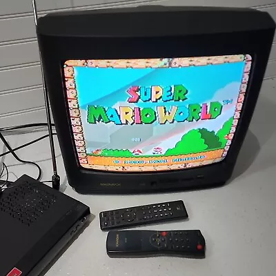 BUNDLE Magnavox 13 Inch CRT TV +Remote +Converter Box TESTED RETRO Gamer Gaming  • $147.54