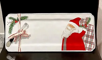 MUD PIE Santa Christmas Rectangle Serving Tray With Spreader NEW • $18