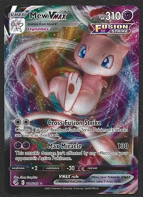 Pokemon Mew VMAX 114/264 Full Art Ultra Rare Fusion Strike Near Mint • $4.99