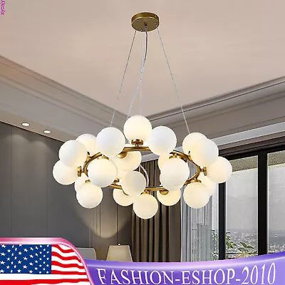 Modern Gold Glass Globe Chandelier Mid Century Pendant Lamp Ceiling Light Decor • $133.92