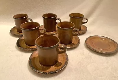 Nelson McCoy Pottery ‘Canyon Mesa’ 6 Mugs & 7 Saucers • $35