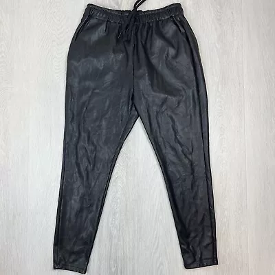 Decjuba D-Luxe Womens Black Faux Leather Jogger Pants Size Small • $29.95