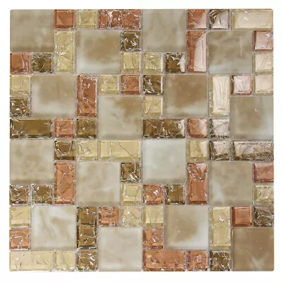 Mosaic Glass Tile Crius French Kitchen Bathroom Fireplace Wall Backsplash Beige • $22.24