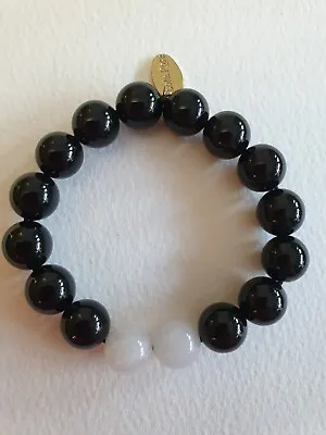 Lovely Lola Rose Black & White Quartz Semi Precious Gemstone Bracelet Vgc • £22.99