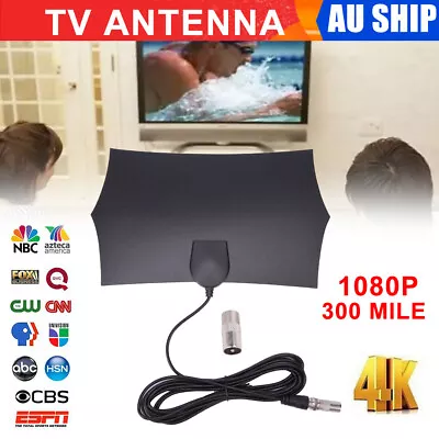 $13.95 • Buy 300 Mile Range Digital TV Antenna Thin Signal Aerial Amplifier Booster 1080P HD