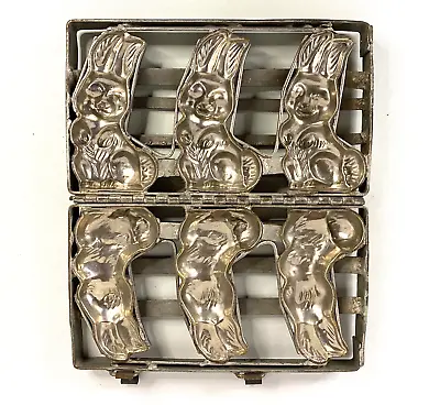 VTG Antique Metal Hinged Chocolate Candy Bunny Rabbit Mold 13  X 7.5  X 2  • $49.99