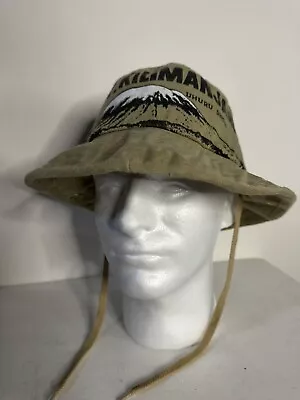 VINTAGE Mt. Kilimanjaro Safari Bucket Hat Tan Hiking Tanzania Africa • $15