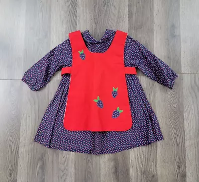 Rare Vintage Neiman Marcus Toddler Girls Dress Size 4T Strawberry Print Cute • $29.95