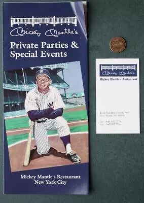 1990s New York Yankees Mickey Mantle's Restaurant Brochure & Business Card Set-- • $16.99