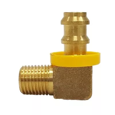 Brass Adapter Fitting 90 Degree 1/4  Npt X 3/8  Hose Barb Harley Fuel Oil Line • $8.99