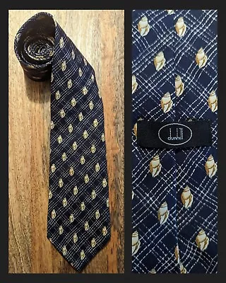 🇬🇧 Dunhill Necktie Dark Blue Seashell Motif • $39.99