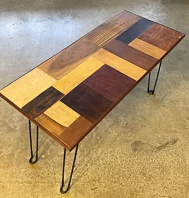 Cocktail Coffee Table Patch Wood Made With 14 Assorted Pc. Exotic Wood Scraps • $180