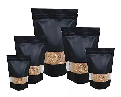 £356.97 • Buy Window Black Matt Stand Up Pouches Mylar Foil Bag Heat Seal Food Grade Zip Lock 