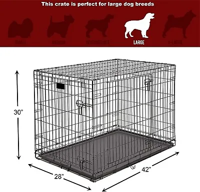 Extra Large Dog Crate Kennel 48 /42 /36 /30  Folding Pet Cage Metal US SHIP • $89.99