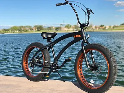 Mens Sikk Ss Aluminum Black Frame Copper Wheels 7 Speed Fat Tire Beach Cruiser • $899.99