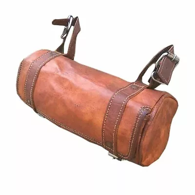Motorcycle Brown Leather Front Fork Tool Bag Saddle Bag Storage Pouch Luggage Bg • $37.60