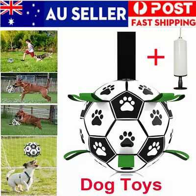 $15.76 • Buy Dog Ball Interactive Soccer Toy Pet Football With Grab Tabs Tug Water Outdoor AU
