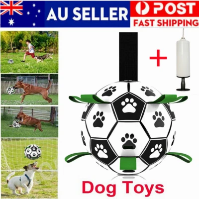 $15.76 • Buy Dog Ball Interactive Soccer Toy Pet Football With Grab Tabs Tug Water Outdoor AU