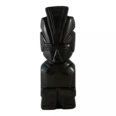 Black Onyx Mayan Tiki Aztec Totem Hand Carved Stone Statue Figurine Paperweight • $21.59