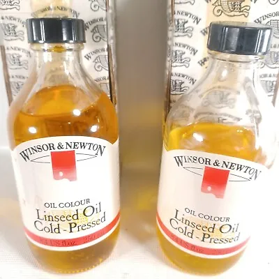 $37.80 • Buy Vintage Winsor & Newton (2  8.4 Oz Bottles) Oil Colour-Linseed Oil-Cold Pressed 