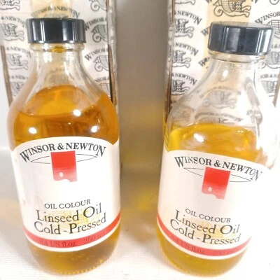 $37.80 • Buy Vintage Winsor & Newton (2  8.4 Oz Bottles) Oil Colour-Linseed Oil-Cold Pressed 