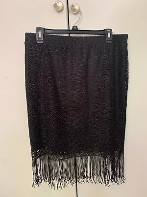Melissa Paige Women's Size M Open Knit Fringe Skirt • £13.98
