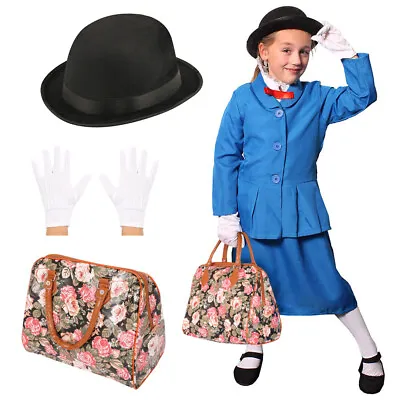 Childs Magical Nanny Character Girls Fancy Dress Costume Tv Film Book Victorian • £8.99