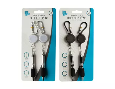 2x Retractable Recoil Mini Pen Belt Clip Keyring Lanyard Golf Nurse Doctor • £3.30