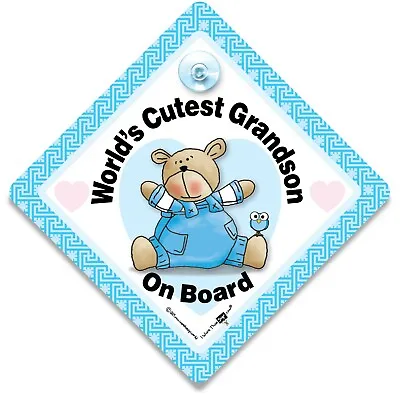 £4.49 • Buy World's Cutest Grandson On Board Sign, Baby On Board Sign, Grandchild On Board 