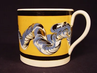 RARE CABLE Or EARTHWORM DECORATION MUG MOCHAWARE PEARLWARE STAFFORDSHIRE MINT • $750