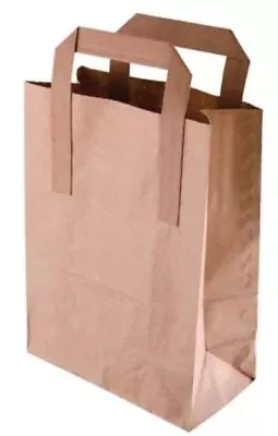 50 Small Brown Kraft Craft Paper Sos Carrier Bags Lunch Dinner Take Away • £6.45