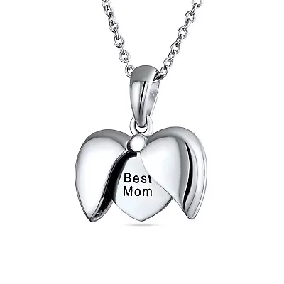 BFF WORD Best Mom Heart Locket Pendant Necklace .925 Sterling Silver • $44.99