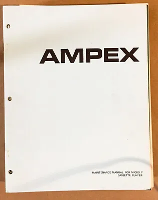 Ampex Micro 7 Cassette Player Service Manual *Original* • $19.97